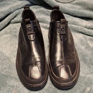 Black Leather Chunky Sole Boots